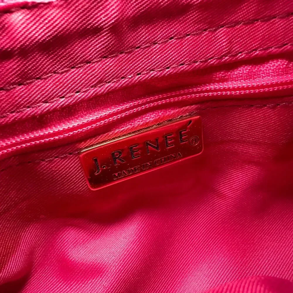 VTG J Renee Shoulder Bag Geometric Abstract Pink Orange Retro 80s 90s Satin NWT